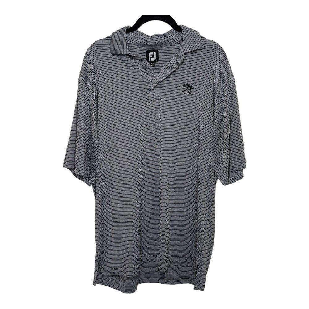 FootJoy Mens Polo Shirt Grey‎ Striped Sz L GOLF TENNIS